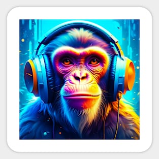 Monkey Headphones Sticker